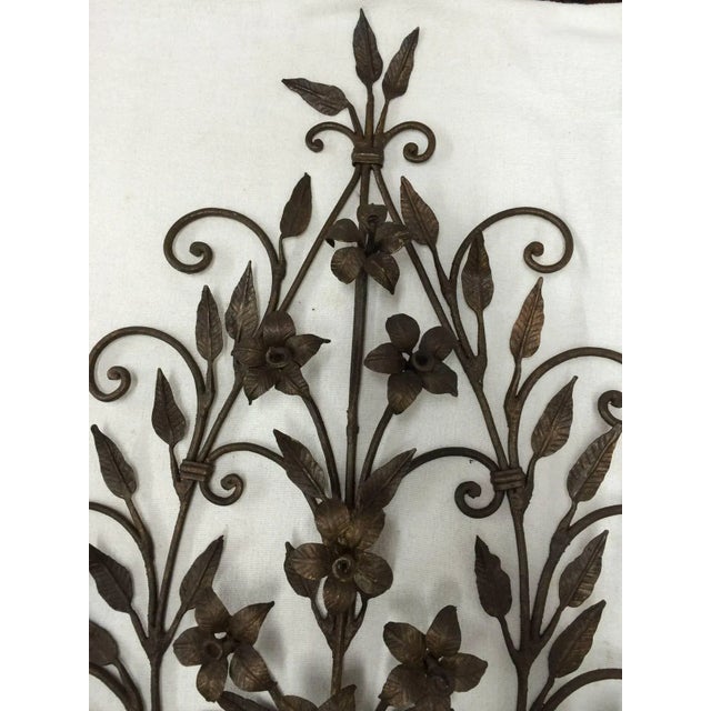 Hand Wrought Iron Floral Wall Sconces - A Pair For Sale In New York - Image 6 of 11