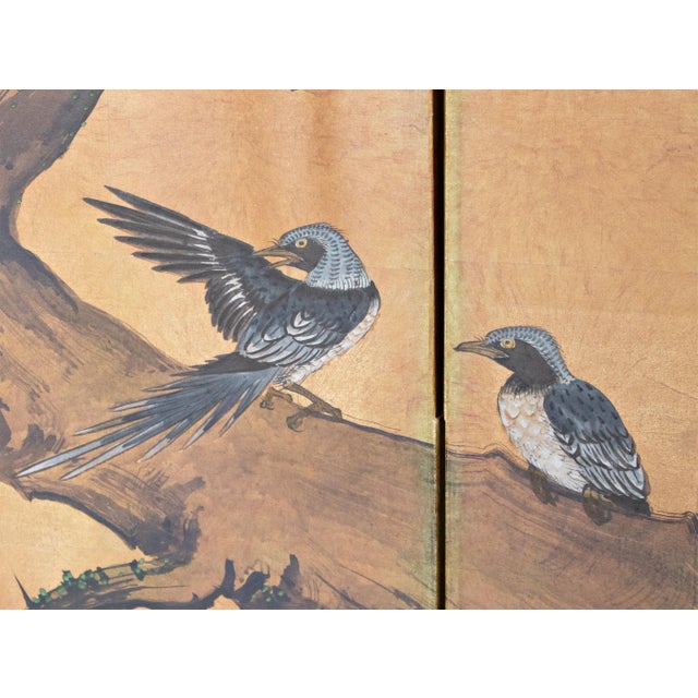 "Ancient Plum Blossoms and Mandarin Ducks" by Yukiga, 1970s Japanese Byobu Screen For Sale - Image 10 of 18