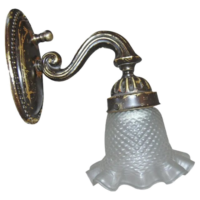 Art Nouveau Brass Wall Lamp For Sale