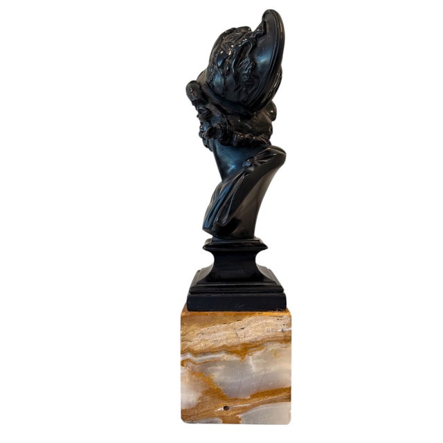 Cold-Vintage Cold-Cast Bronze Bust of Ajax, After Boschetti – Onyx Base – 14.75” Tall For Sale In Los Angeles - Image 6 of 8