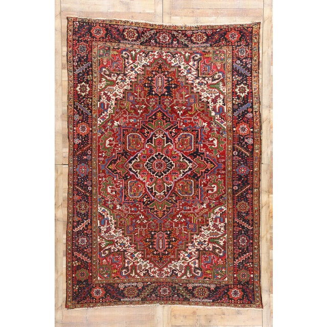 Antique Persian Heriz Rug - 07'10 X 11'06. For Sale - Image 9 of 10