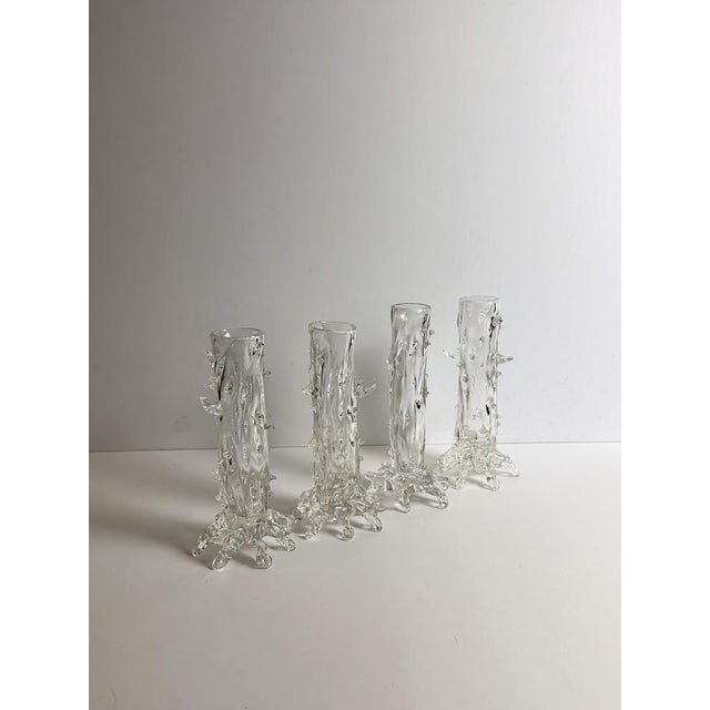 Gold Antique Handblown Clear Crystal Thorn Vases, Czechoslovakia, 1890, Set of 4 For Sale - Image 8 of 10