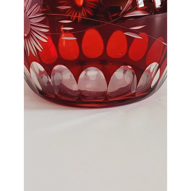 Ruby Red Antique Bohemian Ruby Red Czech Cut Glass Bud Vase For Sale - Image 8 of 11