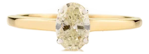18 Karat Gold Oval Cut Diamond Solitaire Ring Size 7