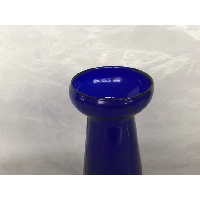 Cobalt Blue Glass Hyacinth Vase For Sale - Image 4 of 11