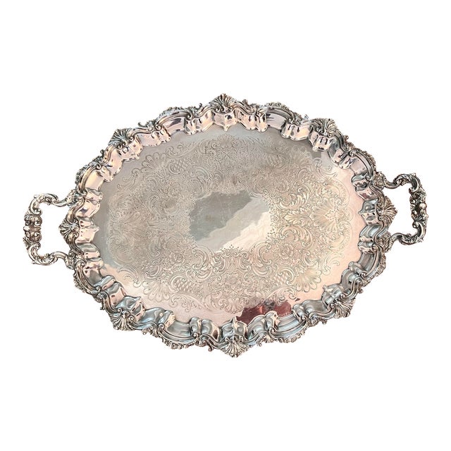 1950s Reed and Barton Large Waiter Tray For Sale