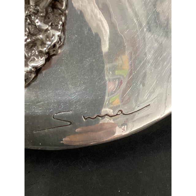 Brutalist d'Argenta Silver Plated Concave Flower Vase For Sale - Image 3 of 6