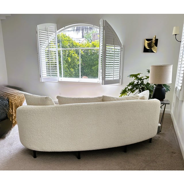 Contemporary Mid Century Style Curved Bouclé Sofa For Sale - Image 4 of 6