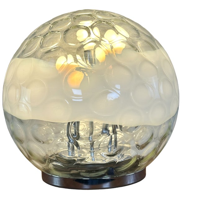 Vintage Murano Glass Ball Lamp with Blown and Bubbled Surface, 1970s For Sale