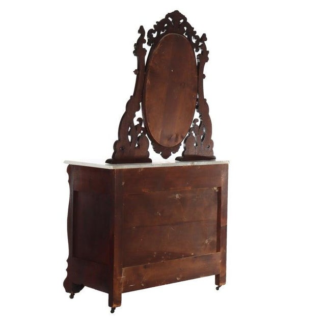 Antique Belter School Rococo Revival Carved Flame Mahogany Mirrored Dresser For Sale - Image 10 of 18