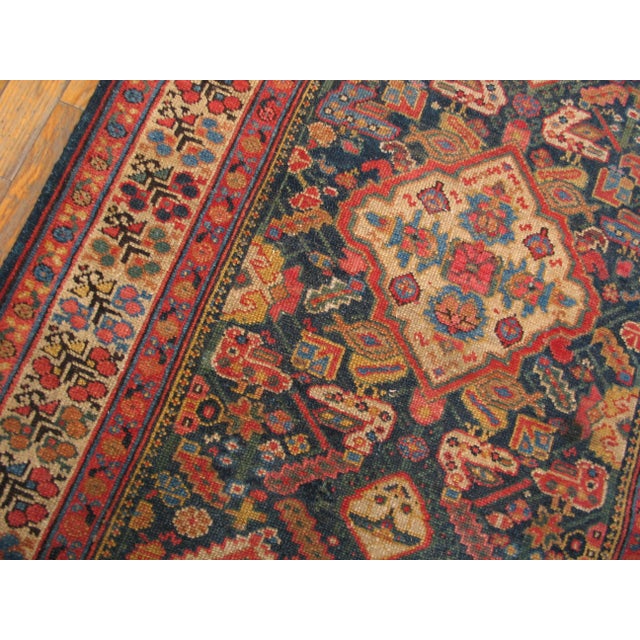 Late 19th Century 1880s Blue Navy Geometric Tribal Antique Serab Rug 3'2" X 14'4" Handknotted Wool Carpet For Sale - Image 5 of 8