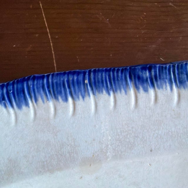 Antique Pearlware Blue Feather Edge Platter, Impressed Eagle Mark, English For Sale - Image 6 of 16
