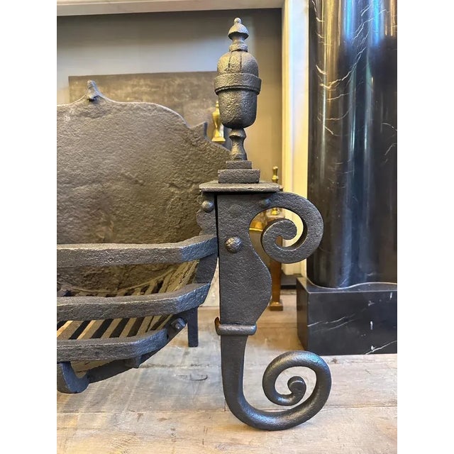 Large Late 18th Century English Wrought Iron Fire Grate, 1780s For Sale - Image 4 of 11