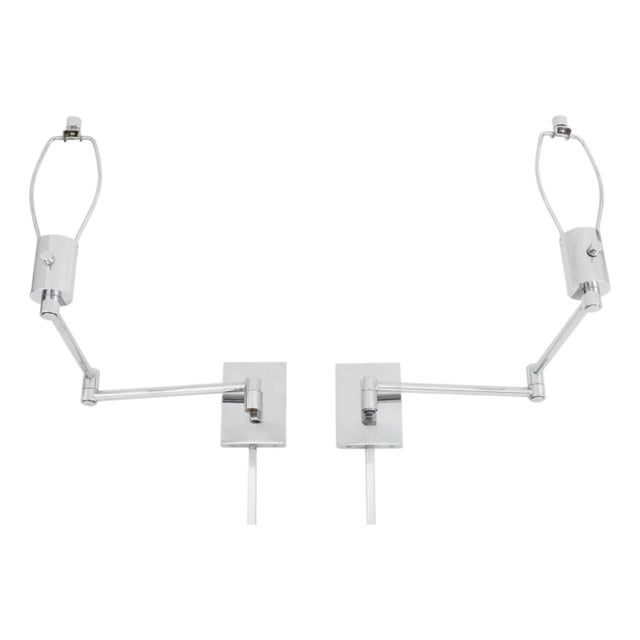 Late 20th Century Hinson Lighting Chrome Swing-Arm Wall Lights, Pair For Sale