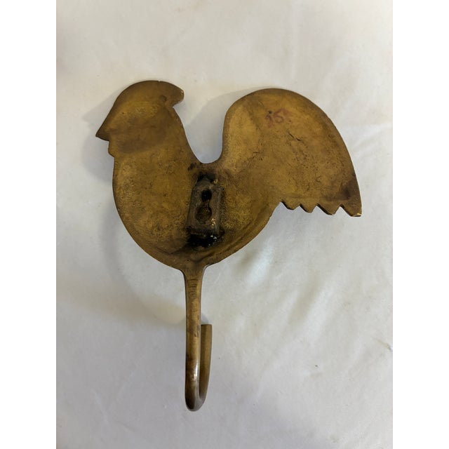 Vintage Brass Rooster Wall Hook For Sale In Oklahoma City - Image 6 of 6