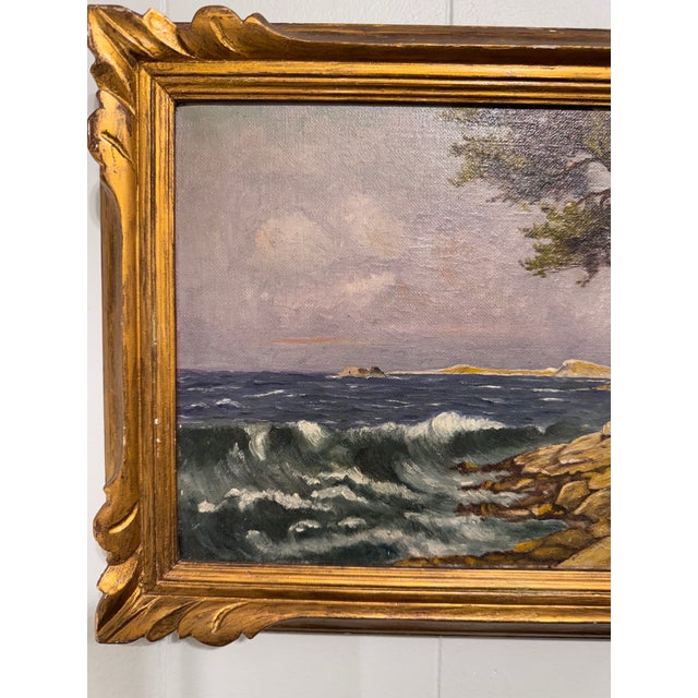 19th Century 19th Century Oil on Canvas French Coastline For Sale - Image 5 of 7