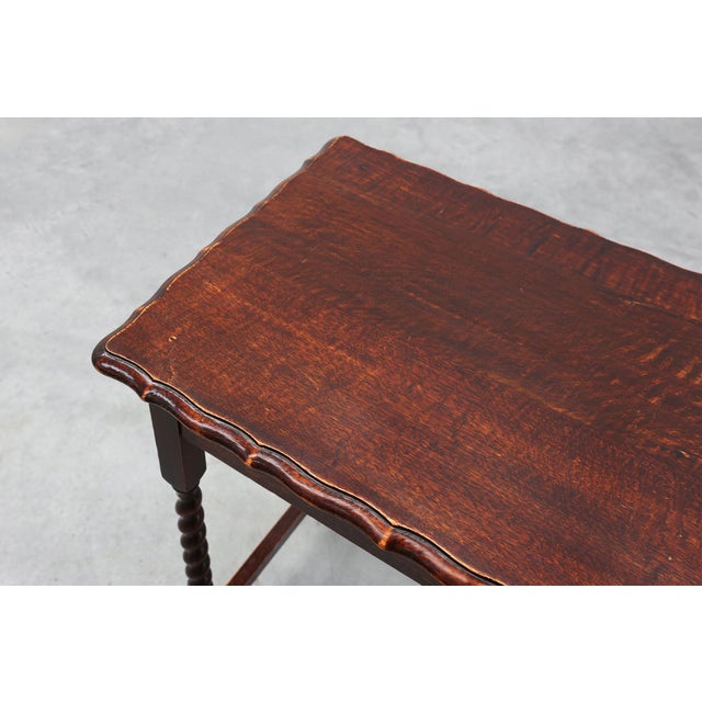 English Oak Barley Twist Side Table with Shaped Top, 1900s For Sale - Image 10 of 11