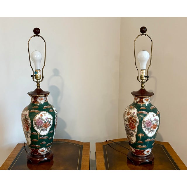 Chinoiserie Late 20th Century Porcelain Vase Table Lamps For Sale - Image 3 of 4