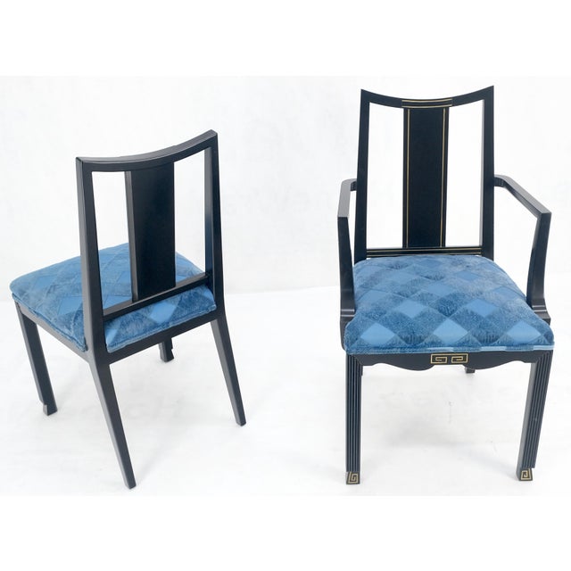 Black Lacquer Gold Ornament Decorated 6 Chairs 2 Leaves Dining Table Set MINT! For Sale - Image 9 of 18