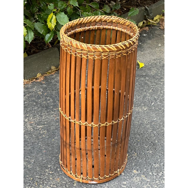 1970s Split Bamboo Umbrella Stand For Sale - Image 5 of 7