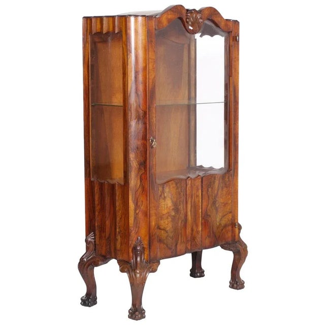 Antique Venetian Chippendale Walnut and Burl Walnut Vitrine Display Cabinet For Sale - Image 6 of 6