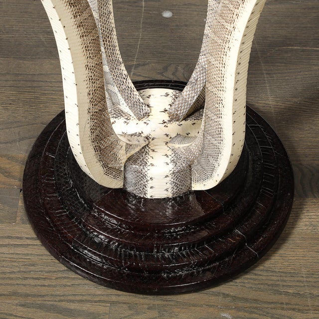 Karl Springer Mid-Century Gueridon Table in Python Leather With Stepped Base by Karl Springer For Sale - Image 4 of 15