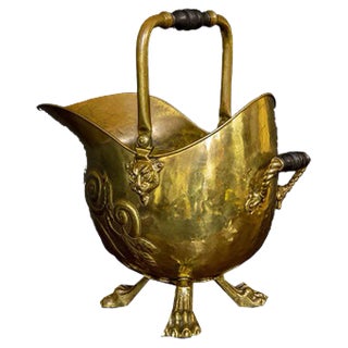 Antique Edwardian Brass Coal Helmet For Sale