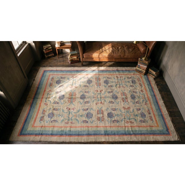Ivory Amazing Pearl White Color Antique Donegal Arts & Crafts Styles Rug by Dun Emer For Sale - Image 8 of 9