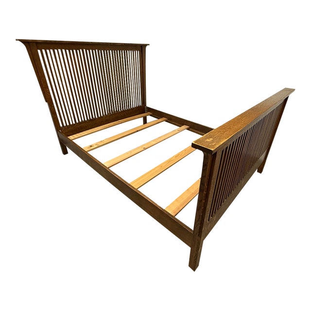 Full Size Arts & Crafts Oak Wood Bed-Frame For Sale