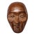 1970s Miniature Japanese Traditional Noh Mask Omen Kabuki, Hand Carved Wood, 2.25” H For Sale