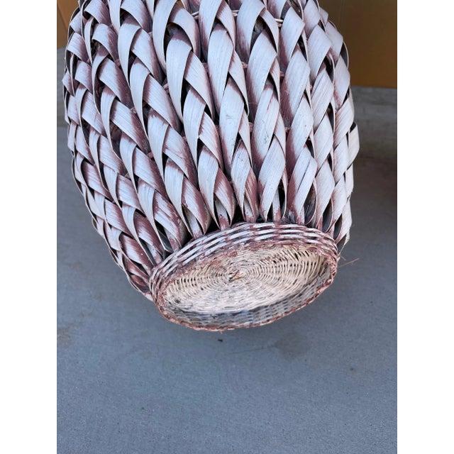 Pair of 2 Woven Palm/Rattan Urn Shape Basket Vase's For Sale In Palm Springs - Image 6 of 7