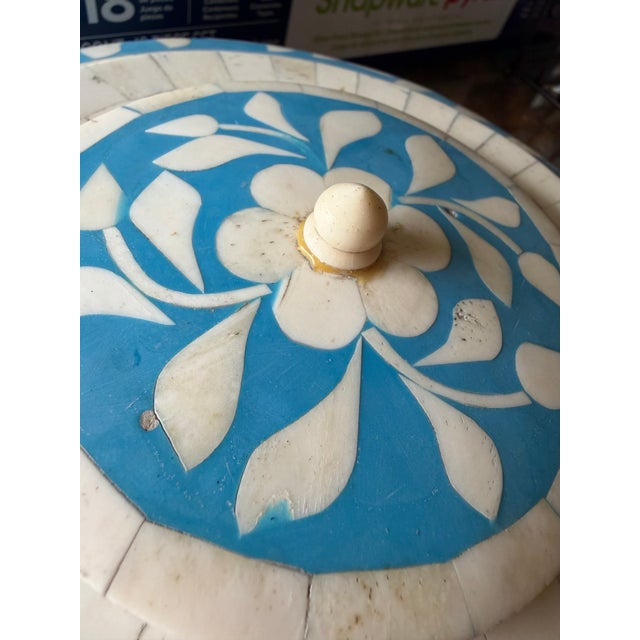 Bone Inlay Lidded Turquoise Box For Sale - Image 9 of 10