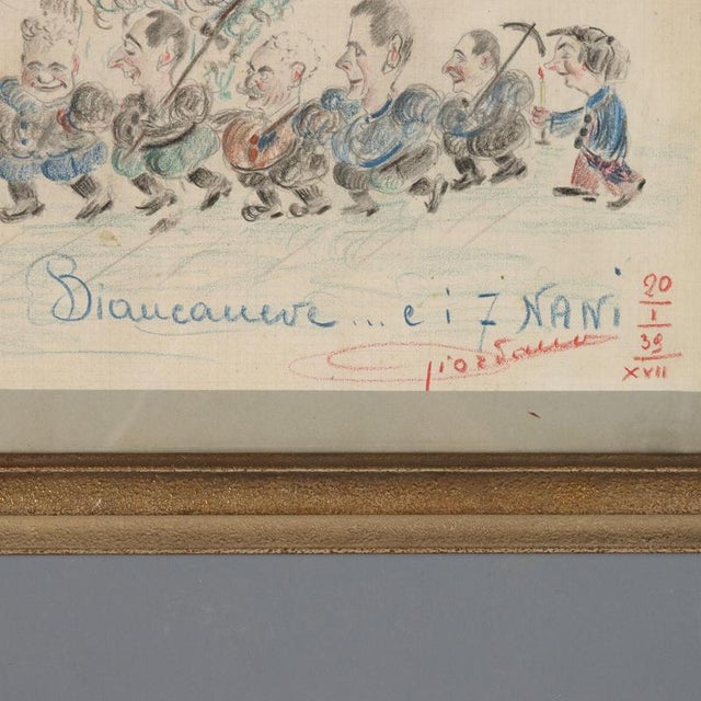 Edoardo Giordano, Figurative Composition, 1939, Pencil on Paper, Framed For Sale - Image 8 of 11