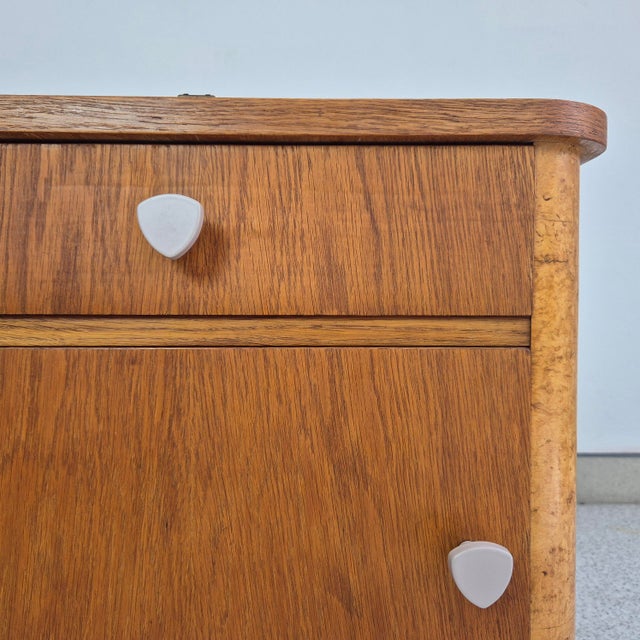 Small Art Deco Cabinet in Oak Veneer and Birch Burl, Germany, 1950s For Sale - Image 11 of 12