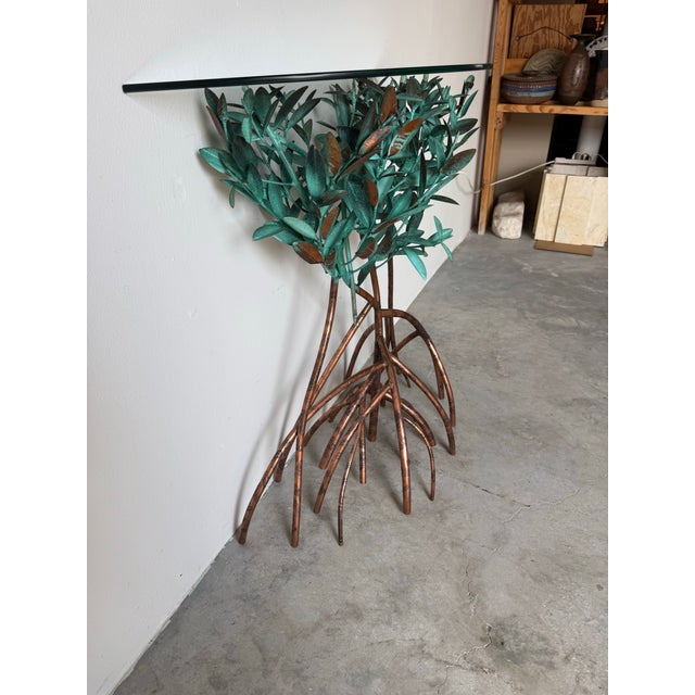 2000 - 2009 Vintage Lee & Sharon Jones “Mangrove” Sculptural Copper and Glass Console Table/ Sold For Sale - Image 5 of 12