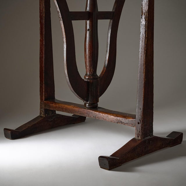 French Fir Vendange Table With Sculptural Lyra Folding Base For Sale - Image 9 of 9
