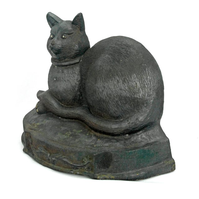 Large Antique Cast Iron Cat Doorstop Heavy Circa 1900 For Sale - Image 4 of 7