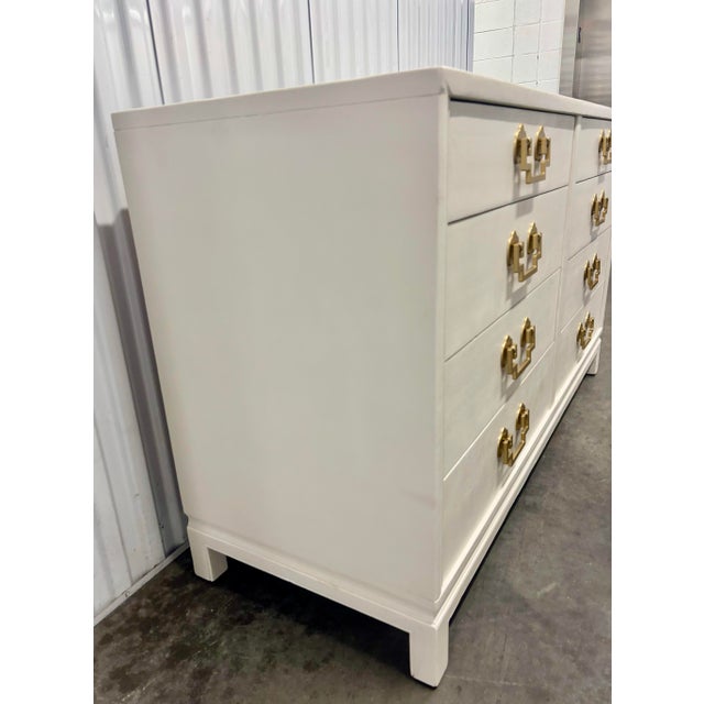 Chinoiserie Vintage Chinoiserie Mahogany Ivory Dresser by Landstrom Furniture For Sale - Image 3 of 12