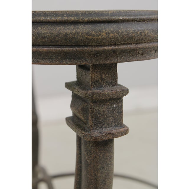 Gray Outdoor Cast Aluminum Glass Top Patio End Table For Sale - Image 8 of 14