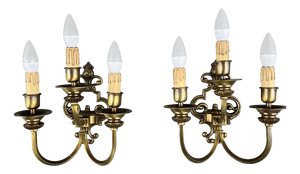 20th Century Brass Wall Sconces, Set of 2