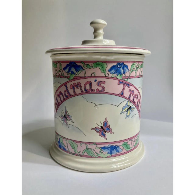 Late 20th Century Lillian Vernon "Grandma's Treats" gloss Glazed Creamy Ceramic Cookie Jar. Children's Treats. Animal...