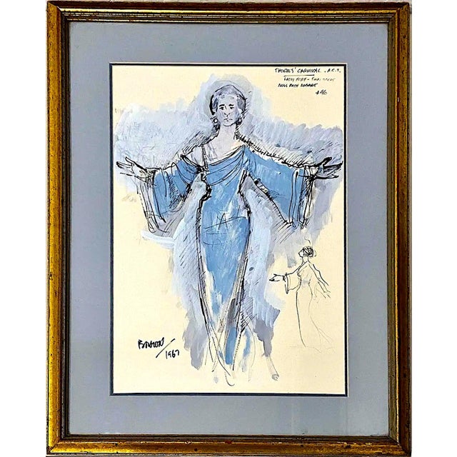 Original American Conservatory Theater “Thieves Carnival” Costume Illustration by Lewis Brown (1928-2011) For Sale