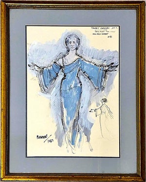 Original American Conservatory Theater “Thieves Carnival” Costume Illustration by Lewis Brown (1928-2011)