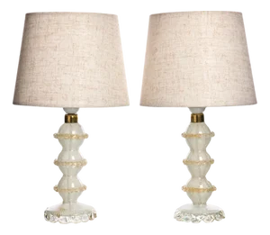 Mid-Century Murano Glass and 24k Gold Table Lamps, 1960s, Set of 2