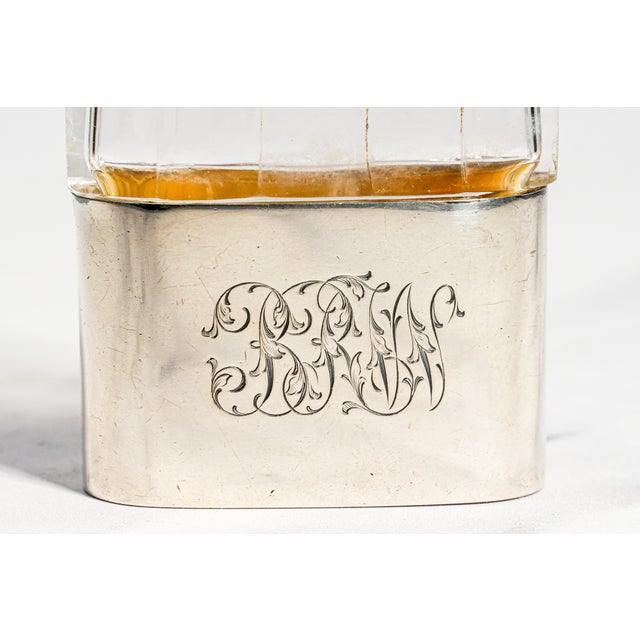 Silver Miniature Antique Gorham Faceted Crystal Antique Sterling Silver Flask For Sale - Image 8 of 15