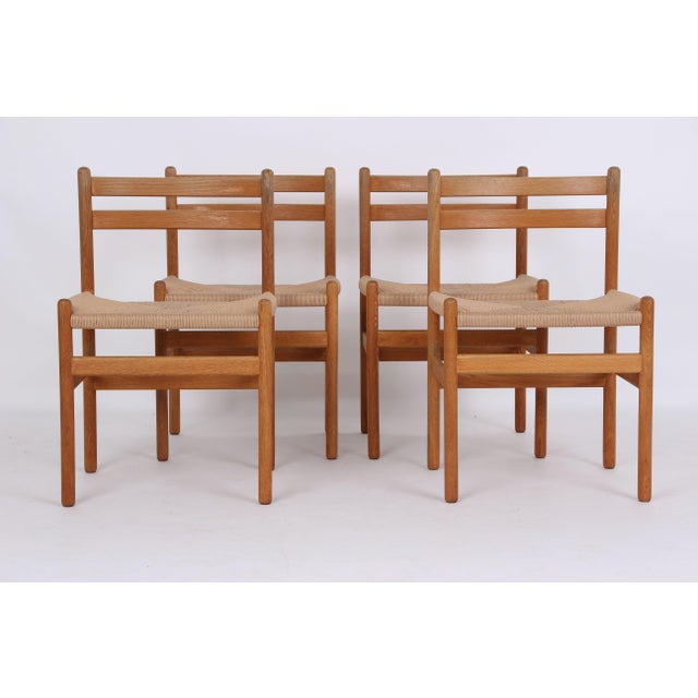 Oak Chairs with Paper Weaving by Kurt Østervig, Denmark, 1960s, Set of 4 For Sale - Image 12 of 12