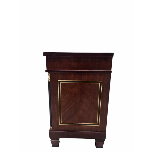 Neoclassical Empire Revival Mahogany Nightstand/End Table with Greek Key Inlay & Ormolu Mounts Elegant Neoclassical Empire...