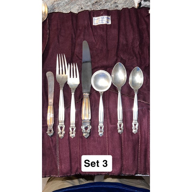 1920s 1920s Mid-Century Modern Georg Jensen Sterling Acorn Flatware - Set of 7 For Sale - Image 5 of 10