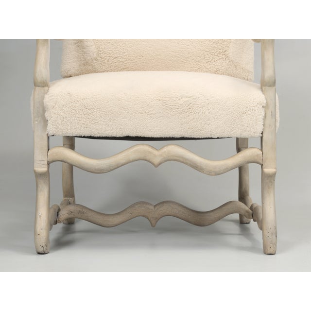 Antique French Shearling Upholstered Armchair, Restored For Sale - Image 9 of 12