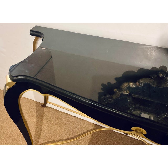 Black Caracole Signature Modern Art Deco Style Black and Gold Avant-Garde Console Table For Sale - Image 8 of 9